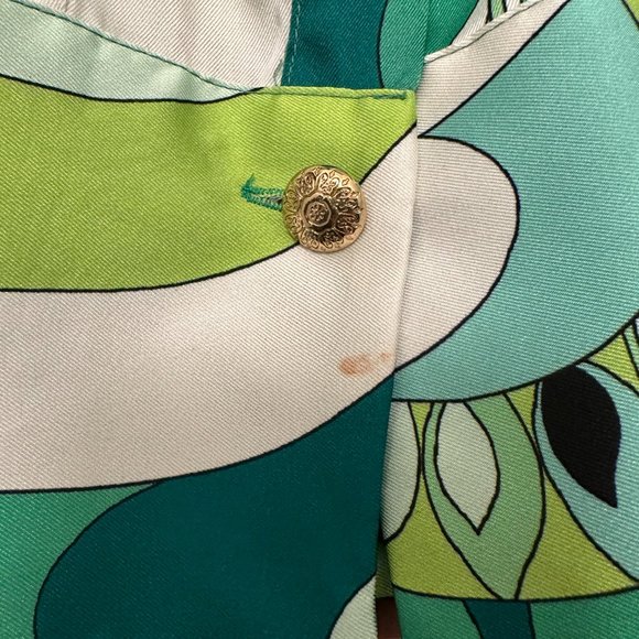 Zara 70s Print Green Swirl Pattern Top Small - Picture 6 of 7